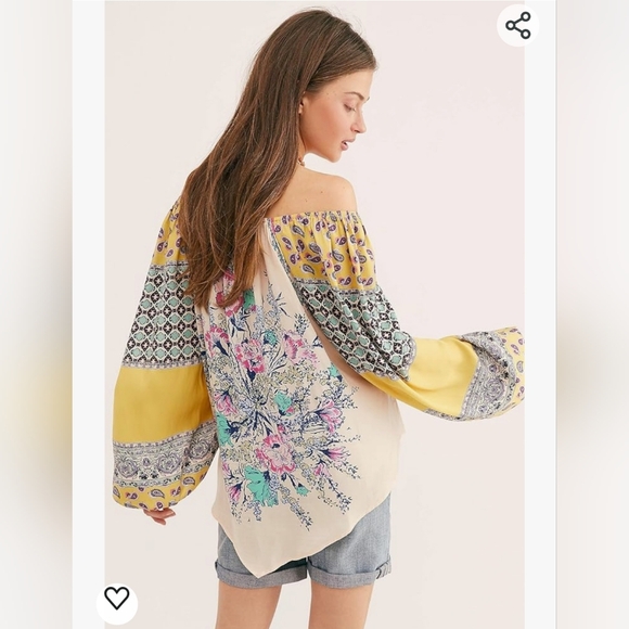 Free People Womens Printed Off-The-Shoulder Pullover Top Size XS (fits larger) - Picture 8 of 9